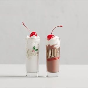 Pottery Barn Naughty & Nice Holiday Shot Glasses, Set of 2